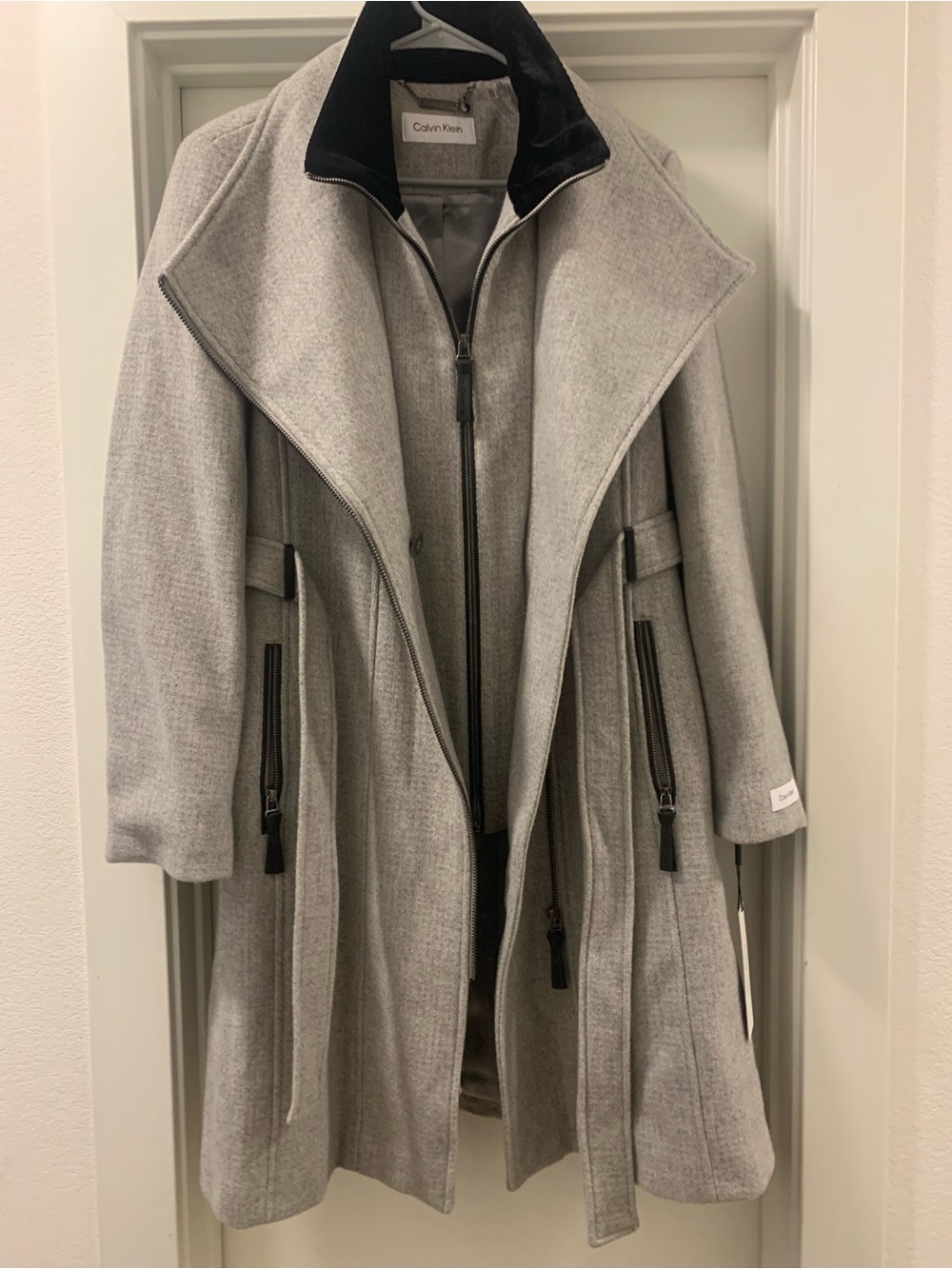 Calvin Klein Igy - Light Gray Wool-Blend Trench Coat